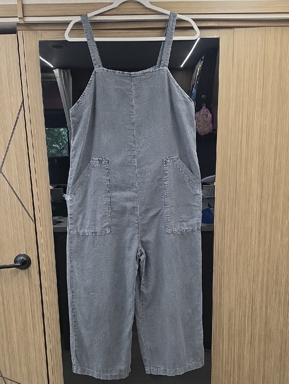 Universal Thread Gray Denim Wide-Leg Overalls